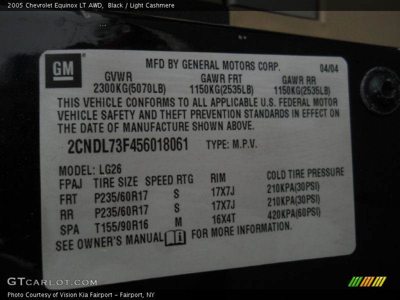 Black / Light Cashmere 2005 Chevrolet Equinox LT AWD