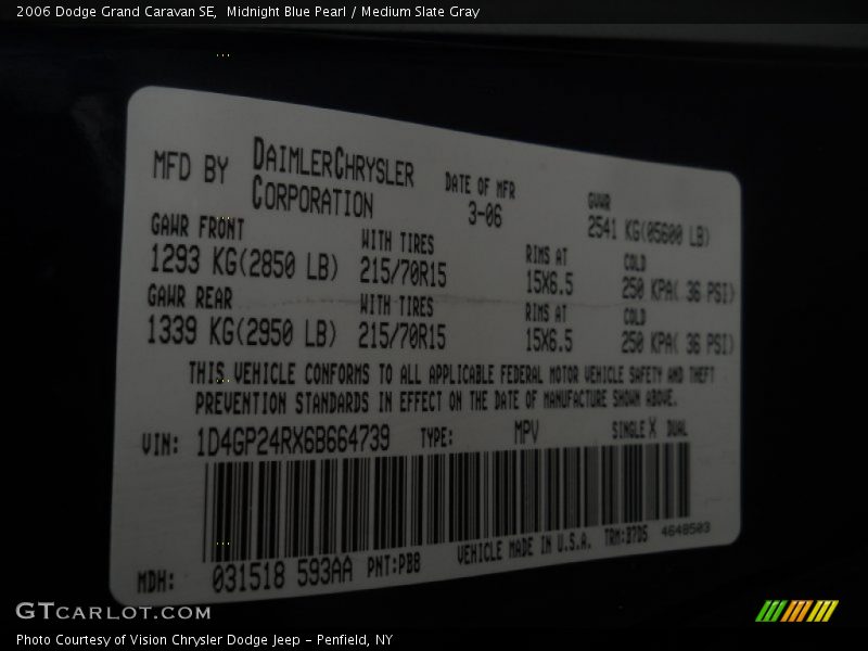 Midnight Blue Pearl / Medium Slate Gray 2006 Dodge Grand Caravan SE