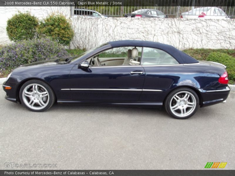 Capri Blue Metallic / Stone 2008 Mercedes-Benz CLK 550 Cabriolet
