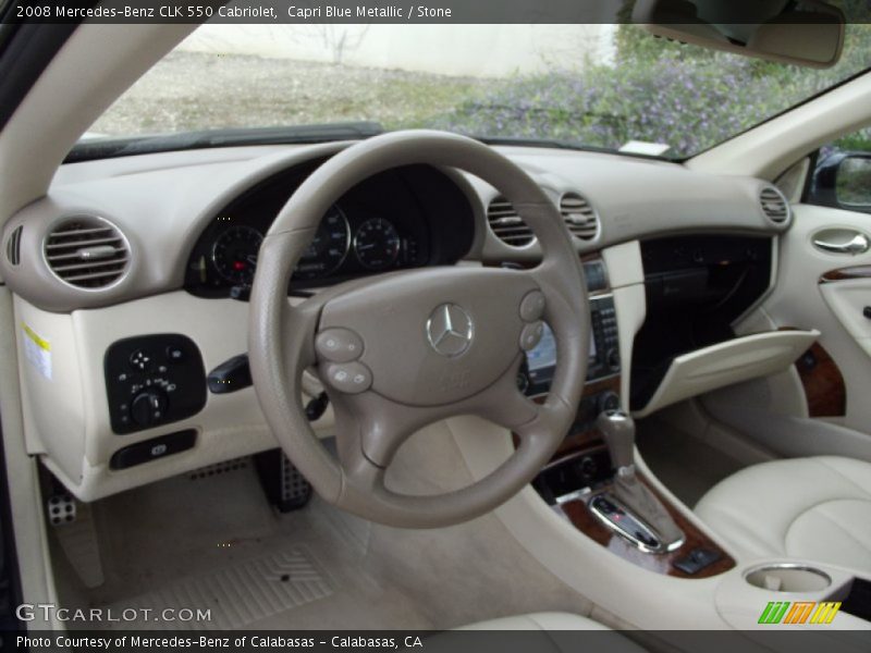 Capri Blue Metallic / Stone 2008 Mercedes-Benz CLK 550 Cabriolet