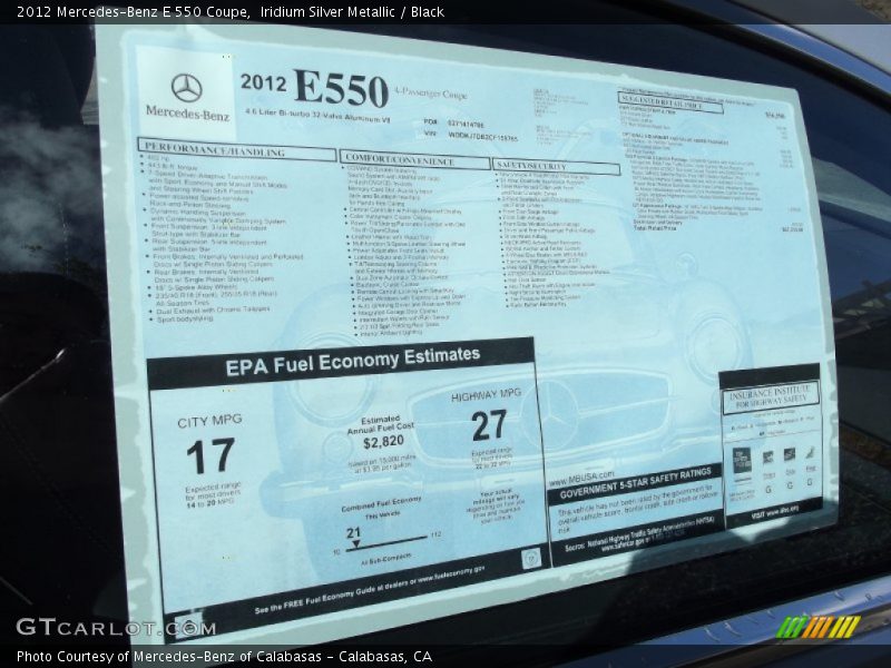 Iridium Silver Metallic / Black 2012 Mercedes-Benz E 550 Coupe