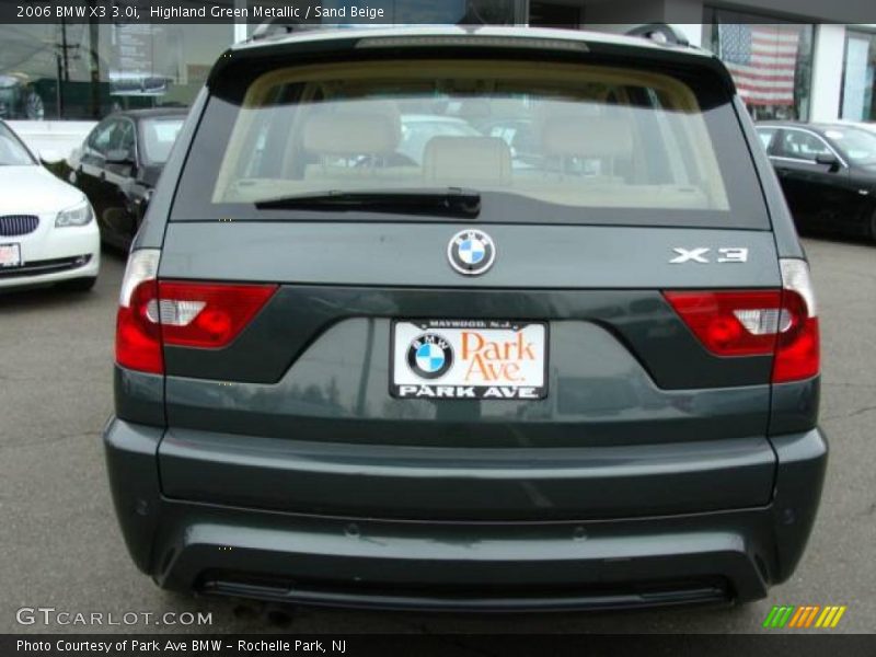 Highland Green Metallic / Sand Beige 2006 BMW X3 3.0i