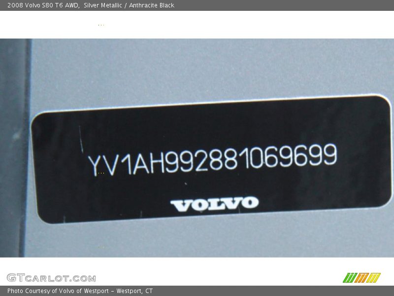 Silver Metallic / Anthracite Black 2008 Volvo S80 T6 AWD