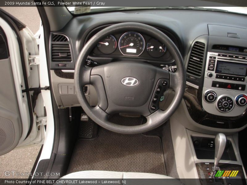 Powder White Pearl / Gray 2009 Hyundai Santa Fe GLS