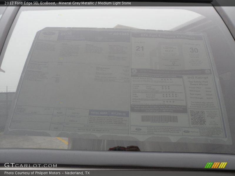 Mineral Grey Metallic / Medium Light Stone 2012 Ford Edge SEL EcoBoost