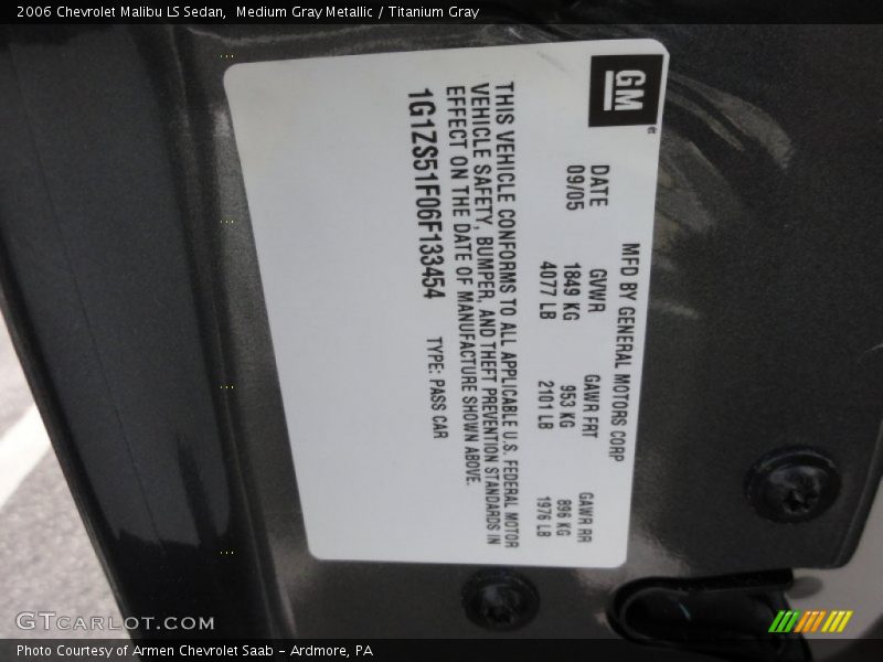 Medium Gray Metallic / Titanium Gray 2006 Chevrolet Malibu LS Sedan