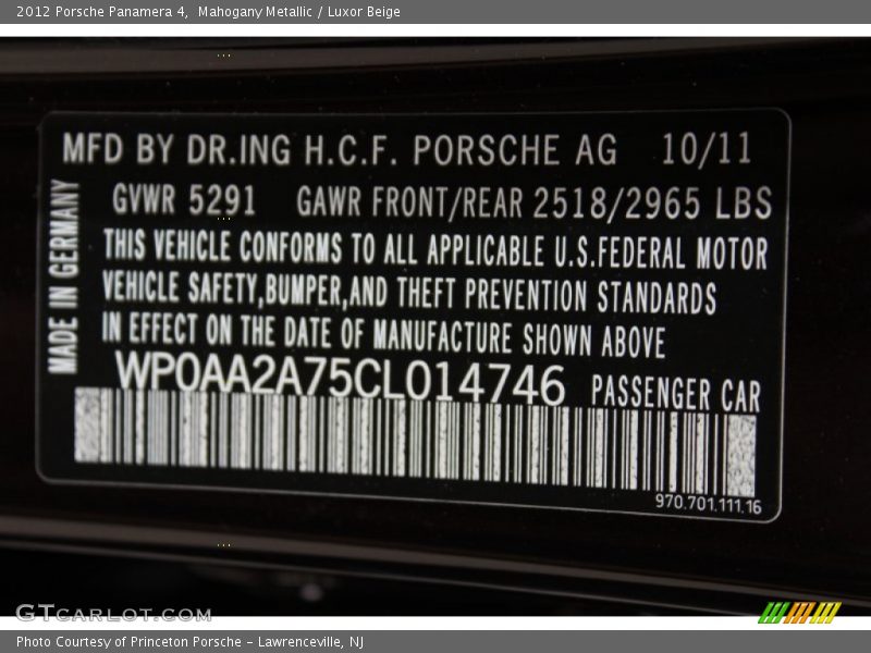 Mahogany Metallic / Luxor Beige 2012 Porsche Panamera 4