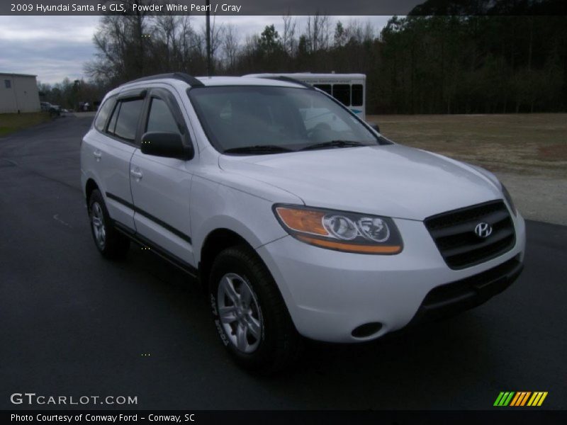 Powder White Pearl / Gray 2009 Hyundai Santa Fe GLS