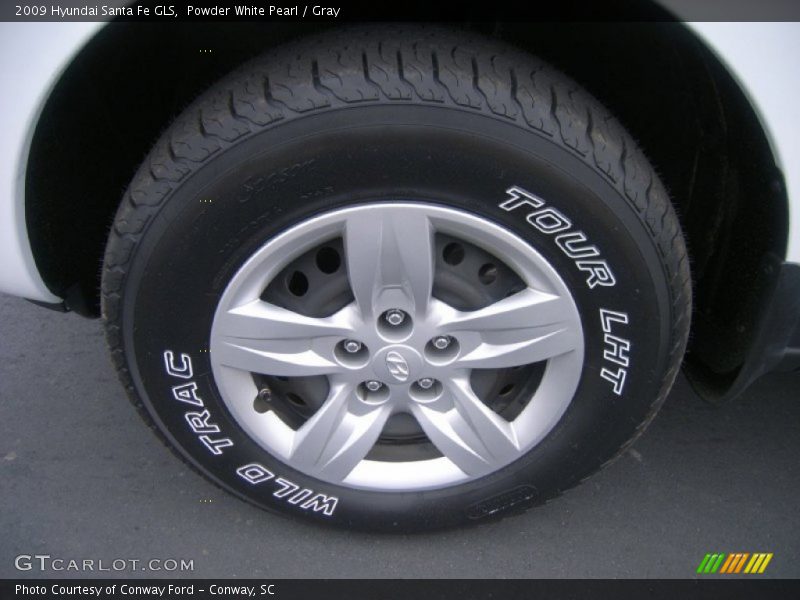 Powder White Pearl / Gray 2009 Hyundai Santa Fe GLS