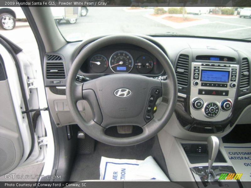 Powder White Pearl / Gray 2009 Hyundai Santa Fe GLS