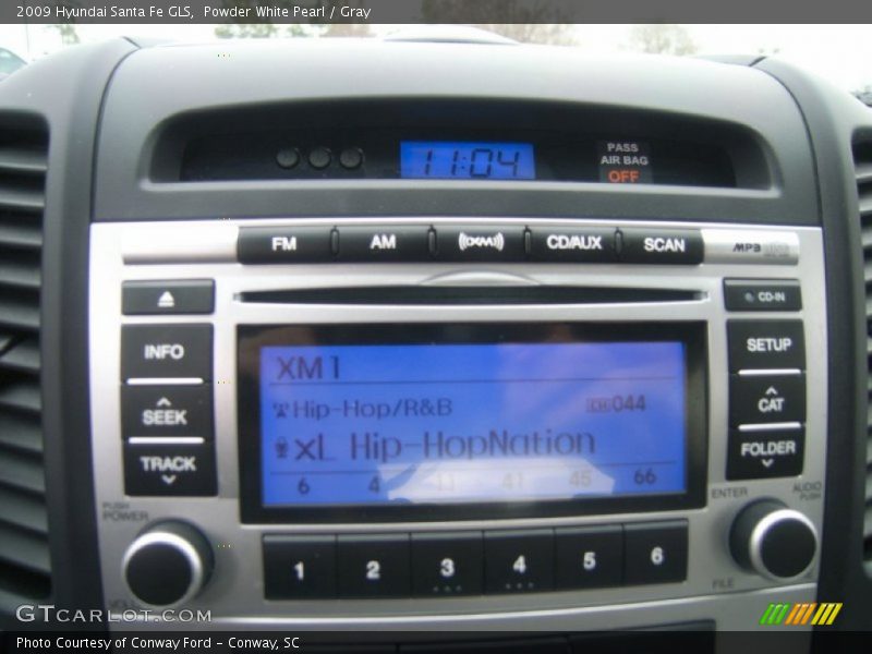 Powder White Pearl / Gray 2009 Hyundai Santa Fe GLS