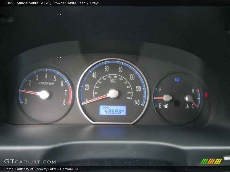Powder White Pearl / Gray 2009 Hyundai Santa Fe GLS