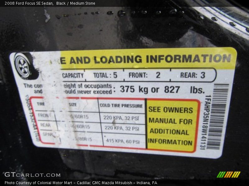 Black / Medium Stone 2008 Ford Focus SE Sedan