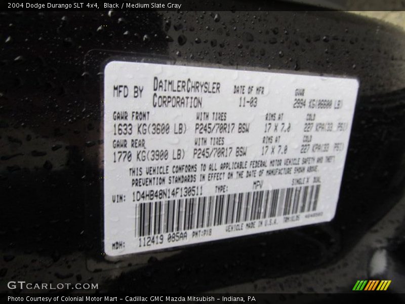 Black / Medium Slate Gray 2004 Dodge Durango SLT 4x4