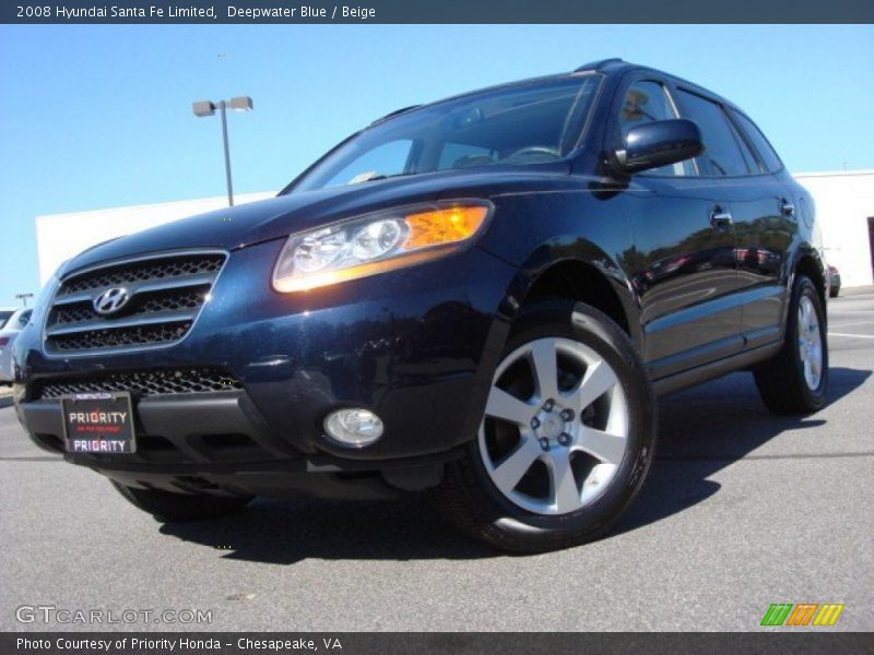 Deepwater Blue / Beige 2008 Hyundai Santa Fe Limited