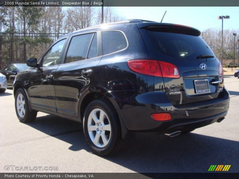 Deepwater Blue / Beige 2008 Hyundai Santa Fe Limited