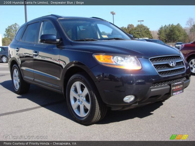Deepwater Blue / Beige 2008 Hyundai Santa Fe Limited