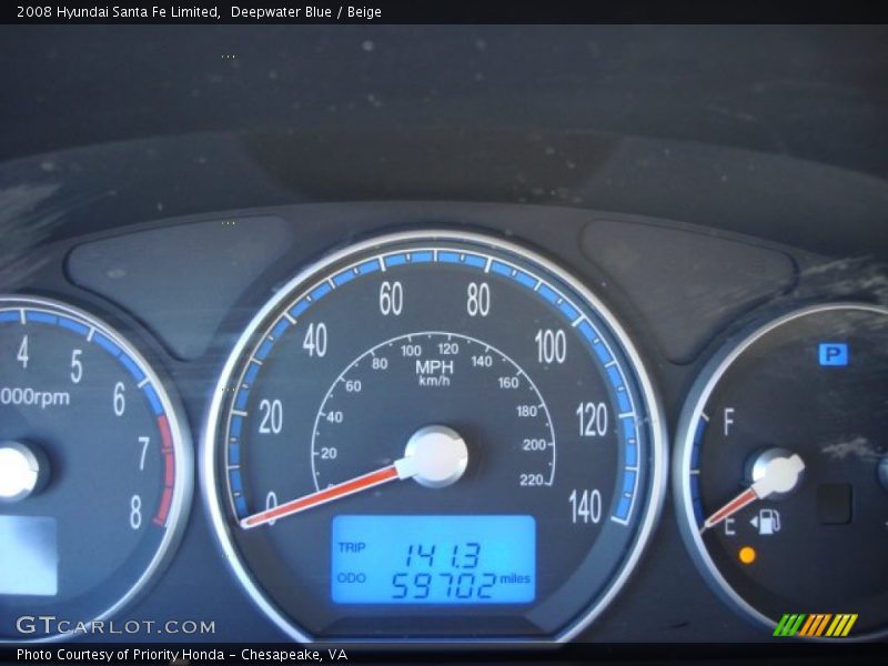 Deepwater Blue / Beige 2008 Hyundai Santa Fe Limited