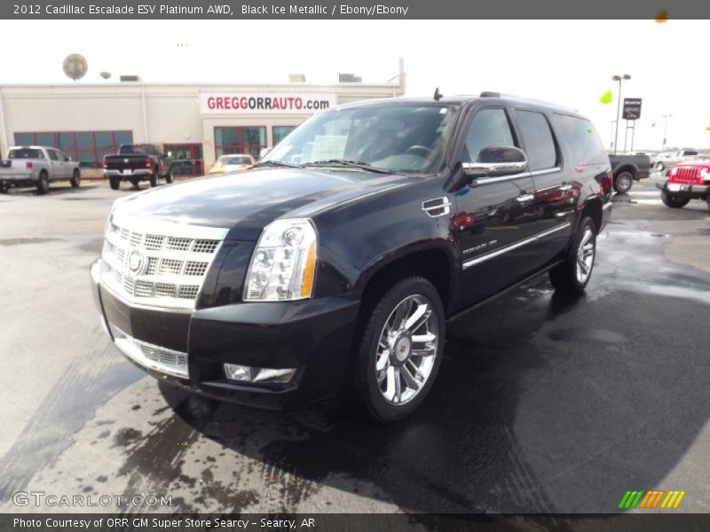Black Ice Metallic / Ebony/Ebony 2012 Cadillac Escalade ESV Platinum AWD