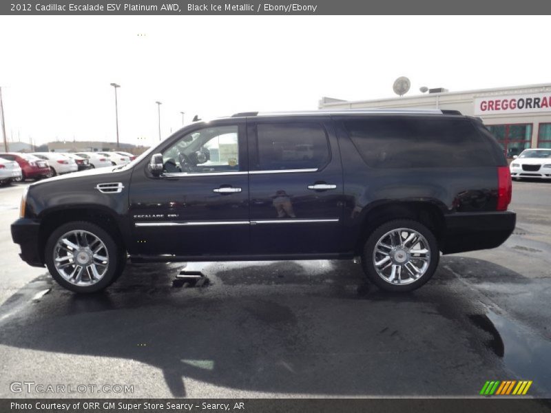 Black Ice Metallic / Ebony/Ebony 2012 Cadillac Escalade ESV Platinum AWD