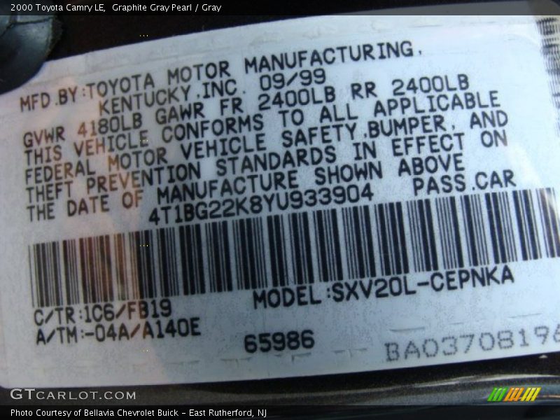 1C6 - 2000 Toyota Camry LE