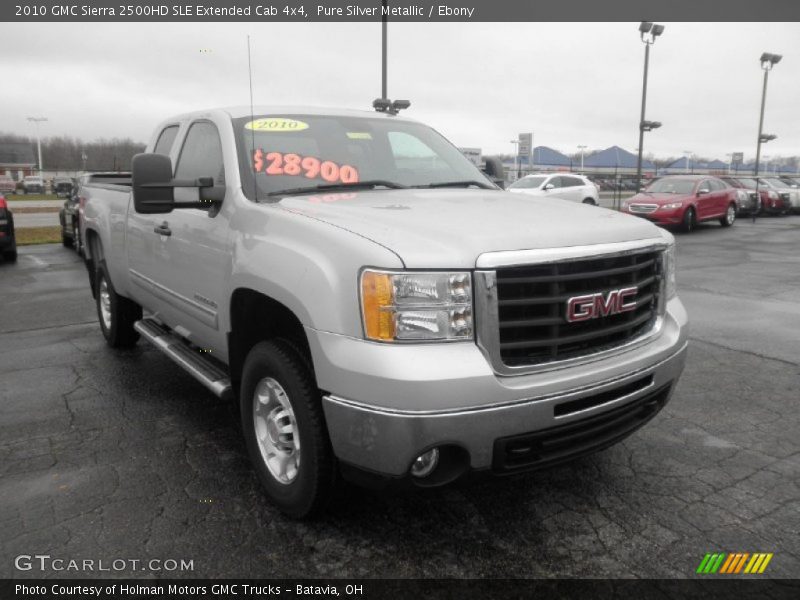 Pure Silver Metallic / Ebony 2010 GMC Sierra 2500HD SLE Extended Cab 4x4
