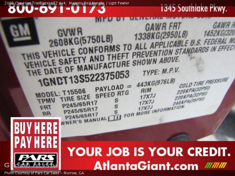 Majestic Red Metallic / Light Pewter 2002 Chevrolet TrailBlazer LTZ 4x4