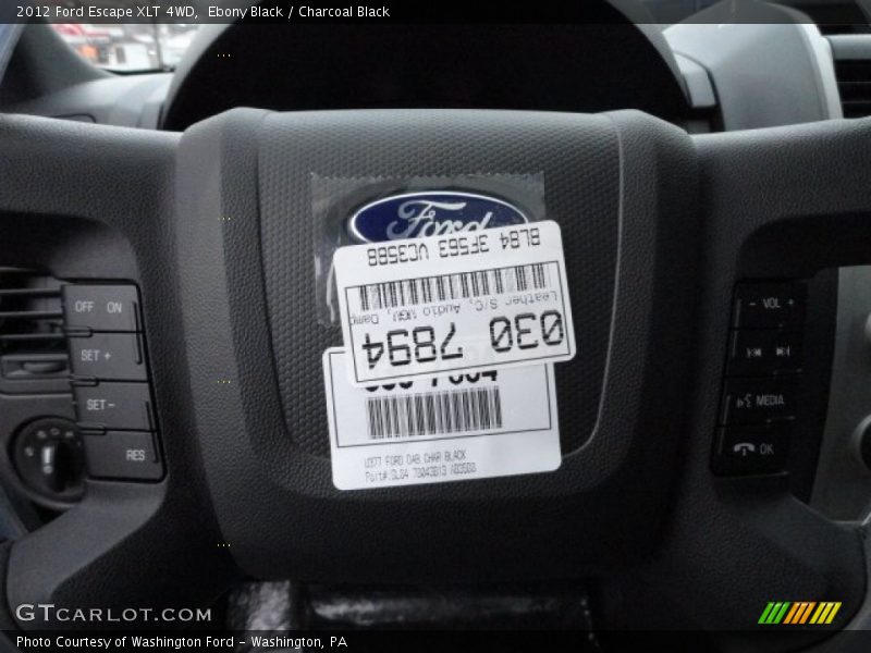 Ebony Black / Charcoal Black 2012 Ford Escape XLT 4WD