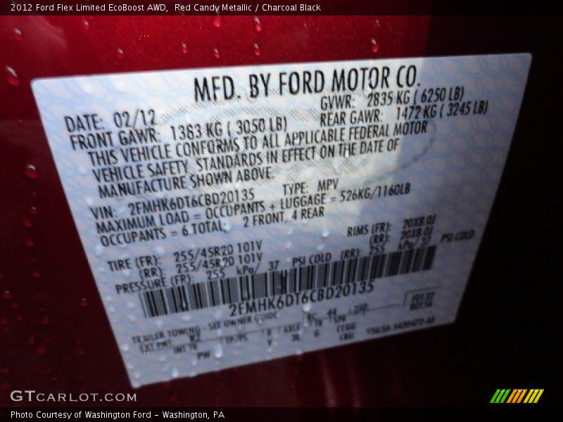 2012 Flex Limited EcoBoost AWD Red Candy Metallic Color Code RZ