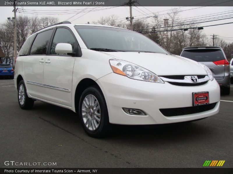 Blizzard White Pearl / Stone 2009 Toyota Sienna XLE AWD