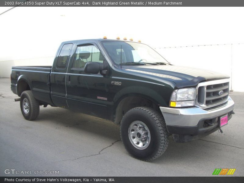 Dark Highland Green Metallic / Medium Parchment 2003 Ford F350 Super Duty XLT SuperCab 4x4