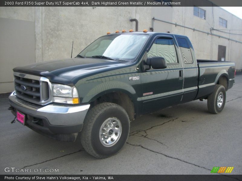 Dark Highland Green Metallic / Medium Parchment 2003 Ford F350 Super Duty XLT SuperCab 4x4