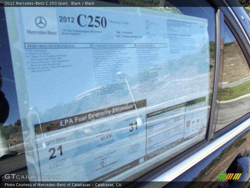Black / Black 2012 Mercedes-Benz C 250 Sport