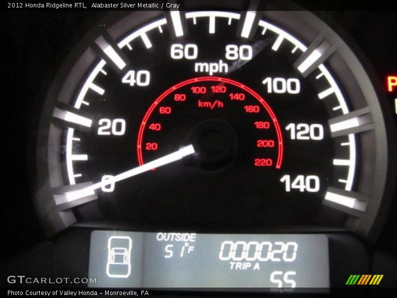 Alabaster Silver Metallic / Gray 2012 Honda Ridgeline RTL