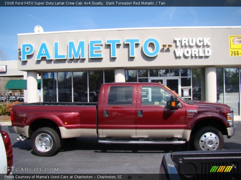 Dark Toreador Red Metallic / Tan 2008 Ford F450 Super Duty Lariat Crew Cab 4x4 Dually