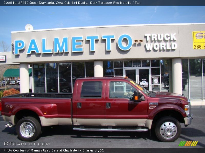Dark Toreador Red Metallic / Tan 2008 Ford F450 Super Duty Lariat Crew Cab 4x4 Dually
