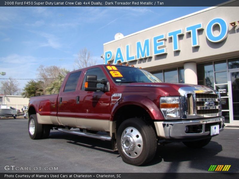 Dark Toreador Red Metallic / Tan 2008 Ford F450 Super Duty Lariat Crew Cab 4x4 Dually