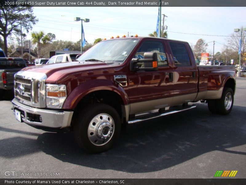 Dark Toreador Red Metallic / Tan 2008 Ford F450 Super Duty Lariat Crew Cab 4x4 Dually