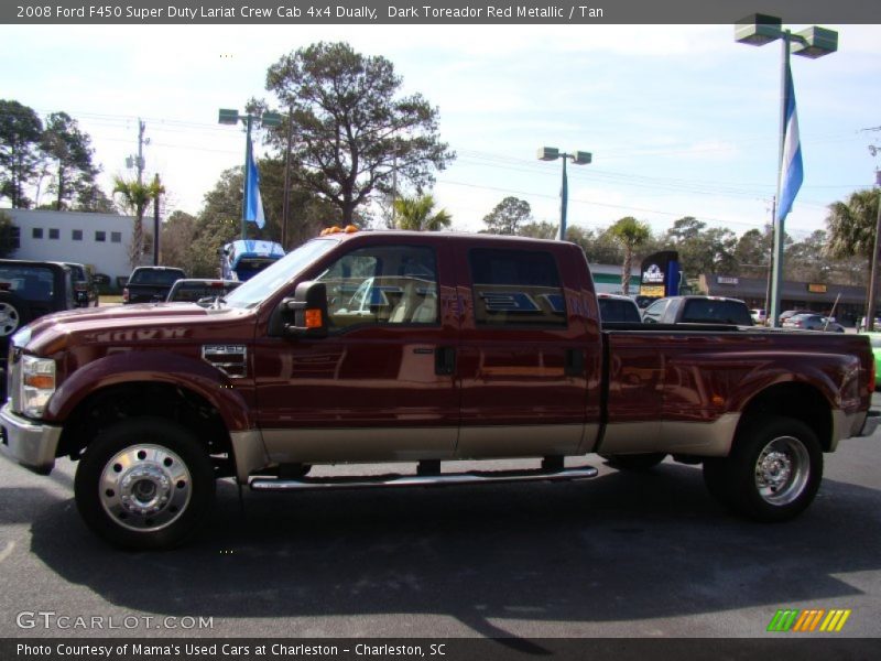 Dark Toreador Red Metallic / Tan 2008 Ford F450 Super Duty Lariat Crew Cab 4x4 Dually