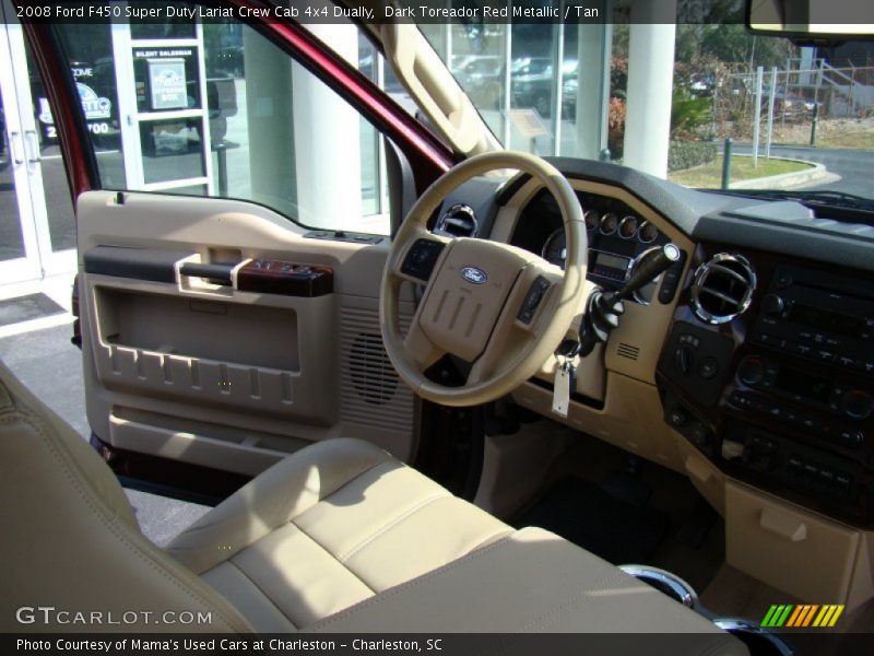 Dark Toreador Red Metallic / Tan 2008 Ford F450 Super Duty Lariat Crew Cab 4x4 Dually