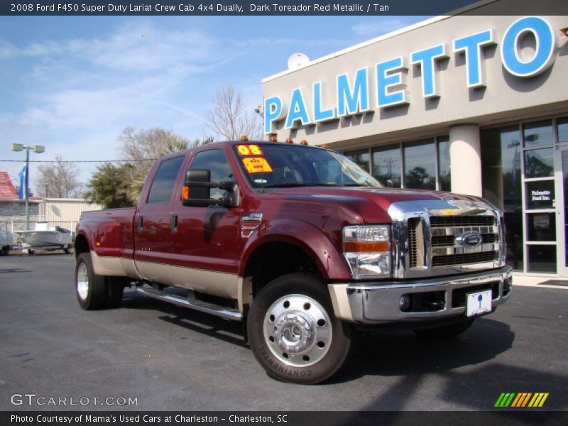 Dark Toreador Red Metallic / Tan 2008 Ford F450 Super Duty Lariat Crew Cab 4x4 Dually