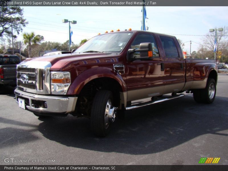 Dark Toreador Red Metallic / Tan 2008 Ford F450 Super Duty Lariat Crew Cab 4x4 Dually