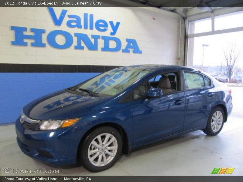 Dyno Blue Pearl / Gray 2012 Honda Civic EX-L Sedan