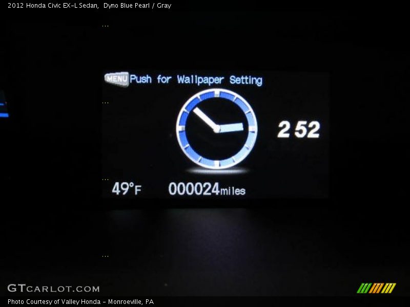 Dyno Blue Pearl / Gray 2012 Honda Civic EX-L Sedan