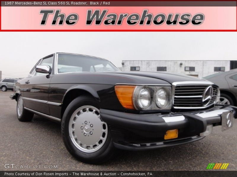 Black / Red 1987 Mercedes-Benz SL Class 560 SL Roadster