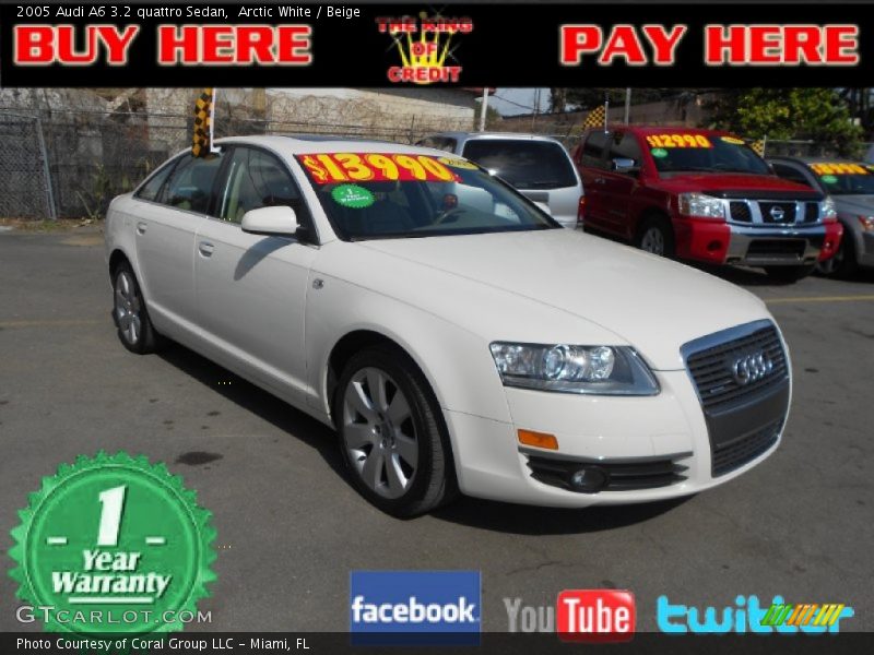 Arctic White / Beige 2005 Audi A6 3.2 quattro Sedan