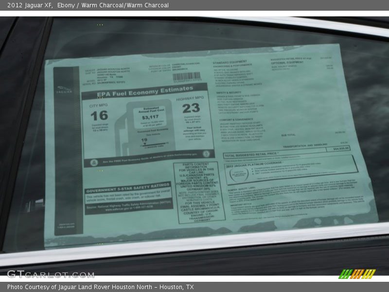  2012 XF  Window Sticker