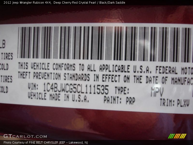 Deep Cherry Red Crystal Pearl / Black/Dark Saddle 2012 Jeep Wrangler Rubicon 4X4