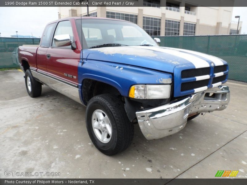 Claret Red Pearl / Gray 1996 Dodge Ram 1500 ST Extended Cab 4x4