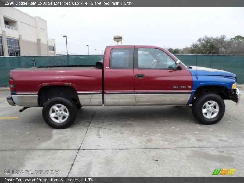 Claret Red Pearl / Gray 1996 Dodge Ram 1500 ST Extended Cab 4x4